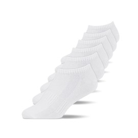 Snocks Unisex Trainer Socks Ankle Kids, 6x White, 31 - 34