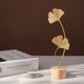 KARLOR Ginkgo Leaf Statue Decoration Ginkgo Leaf Ornaments Sculptures Metal Leaves Gold Decoration Home Decoration, Luxury Style Living Room Decoration Decoration Bedroom Bedside Table Decoration