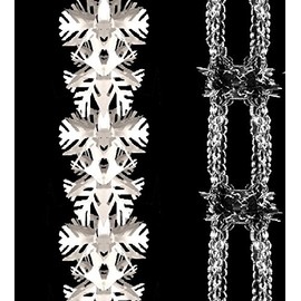 Pack Of 2-9ft Christmas Foil Garlands - 1 White - 1 Silver