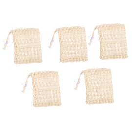 Healeved 5 Pack Natural Cotton Linen Exfoliating Soap Saver Pouch with Suction Cup for Shower Bathing