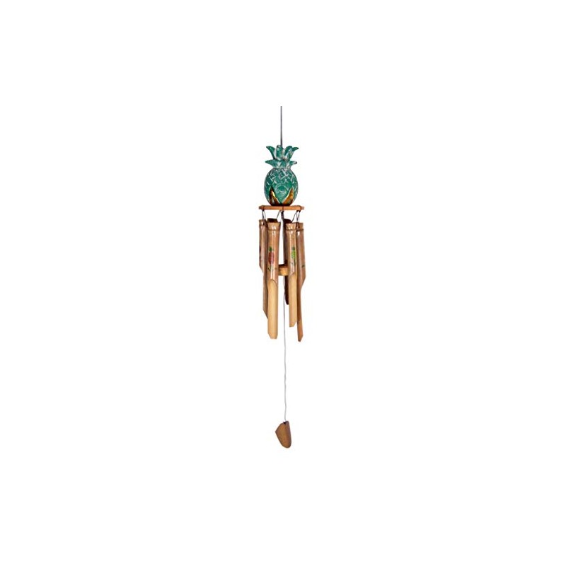 Wowser Bamboo Pineapple Windchime, Outdoor Garden Décor, 36 Inches