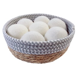 Wool Dryer Balls, 7-Pack, XL Size, Reusable, Reduces Clothing Wrinkles and Saves Drying Time. Comes with a Basket.