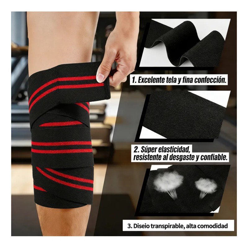 1 Par Vendas Para Rodilla Knee Wraps Elastica Rodilleras Gym