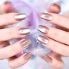 30 piezas de uñas postizas de color marrón ombré brillante,