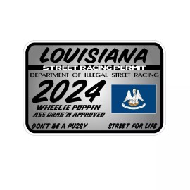 SAFETY DECAL UNLIMITED Louisiana Street Racing Permit Car Truck Window Sticker Drag Racing Decals