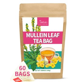 TeeLux Mullein Leaf Tea Bags, 3g/Bag, Natural Mullein Leaves, Caffeine Free, Pure Mullein Herbal Tea, 60 Tea Bags