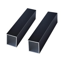 Surprecision Aluminum Square Tube Wall Thickness 1mm, Width 25mm, Height 50mm, Length 400mm/15.75" Matte Black Aluminum Tubing for Home Furnishing and Construction Decoration 2 Pcs