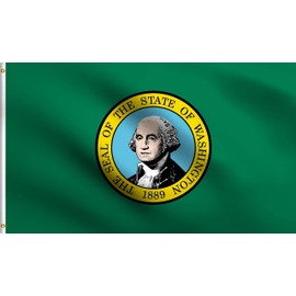 DMSE Washington State Flag 2x3 Ft Foot 100% Polyester 100D Flag UV Resistant (2' X 3' Ft Foot)
