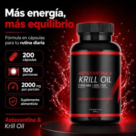 Suplemento De Astaxantina Y Krill Oil 2000 Mg 200 Cápsulas