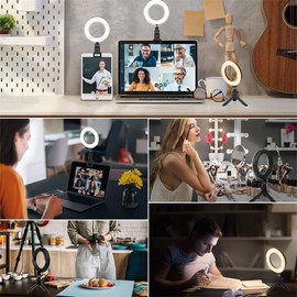 Selfie Light with 5 Inch Selfie Light Laptop, Ring Light, 5 Brightness Levels, Colour Temperature Range 2500K-7000K, for Selfie Video Conference Streaming Makeup Vlog YouTube TikTok