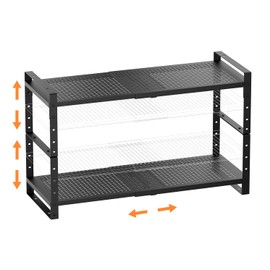 Ipotive Expandable Spice Rack, Stackable Cabinet Shelf Organizers, Countertop Storage, Metal Kitchen Counter Shelves.Heavy Duty.(2Packs/Black/Large)