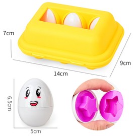 JoyGrow Matching Eggs 6 Pieces Montessori Eggs Toy Colour and Shape Recognition Sorter Puzzle Skills Learning Toy for Children and Toddlers for Easter Christmas Children's Day (6 Pieces)
