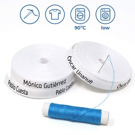 100 Cotton Name Tags for Sewing, Ribbons for Sewing, Washable Labels for Schools, Nurseries and Homes, Sustainable