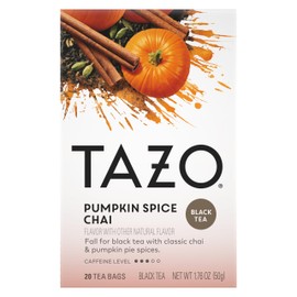 TAZO Pumpkin Spice Chai Black Tea Bags, Moderate Caffeinated Tea, 20 Total Tea Bags