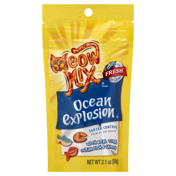 Meow Mix Ocean Explosion Tartar Control Cat Treats, 2.1 Ounce Pouch (Pack of 12)