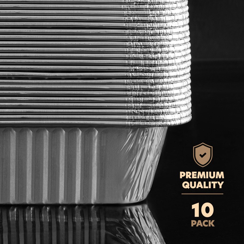 PLASTICPRO 10 Pack 8 Inch Square Aluminum Pans with Lids