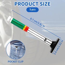 Pretwad Tire Tread Depth Gauge 5Pcs Tire Tread Gauge Color Coded Tire Tread Tread Depth Gauge in 1/32 inch