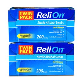 ReliOn Sterile Alcohol Swabs, 200 count, (Pack of 2)