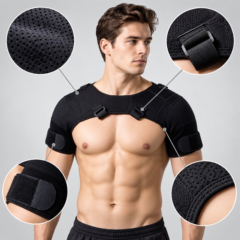 Adjustable Double Shoulder Brace – Breathable Neoprene Compression Support with