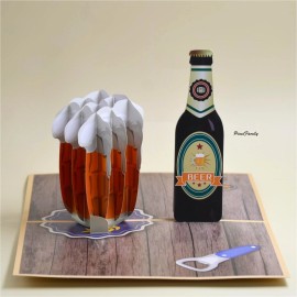 PinesFamily T03-3D Pop Up Greeting Card for Beer Glass Cheers | Birthday, Father's day, Frie