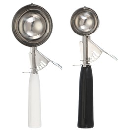 sourcing map 2pcs Stainless Steel Ice Cream Scoop with Trigger, Cookie Scoop Set Kitchen Utensil for Ice Cream Cupcake Dough Black/White