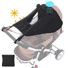 Pram Sun Shade with Breathable Viewing Window Windproof Sun Shade Cover for Pram Universal Pram Parasol with Window Blackout Black Pram Parasol Sun Parasol for Pram Pushchair Parasols & Sun Covers