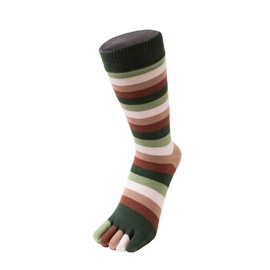 TOETOE - Men, Women Essential/Everyday Stretchy Mid-Calf Soft Cotton Seamless Stripy Toe Socks, Hygienic, Breathable, UK 4-11 | EU 35-46