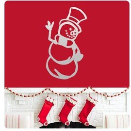 Snowman Outline Wall Decal Sticker Merry Christmas Seasons Greetings Happy Holidays Santa Jesus Sign Color Choices Home Décor