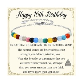 JONAKO 16th Birthday Gifts Girl, Sweet 16 Gifts for Girls, 16th Birthday Bracelet Gift for 16 Year Old Girls, Daughter, Natural Stone Bead Bracelet Presents
