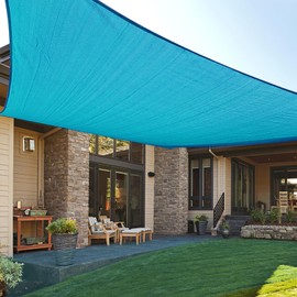 LOVE STORY 8' x 16' Sun Shade Sails Outdoor Sunshades Fabric Sun Shade Canopy for Patio Garden Backyard, Turquoise Blue