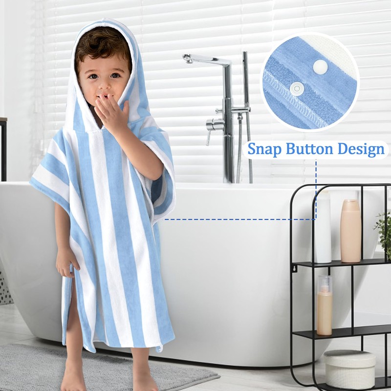 Toddler Poncho Towels with Hood, Oversized (2-4Years,22"X22") Made from 100%