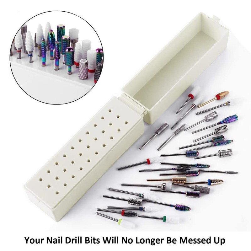 LIONVISON Nail Drill Bits Holder Case, 30 Holes Nail Drill