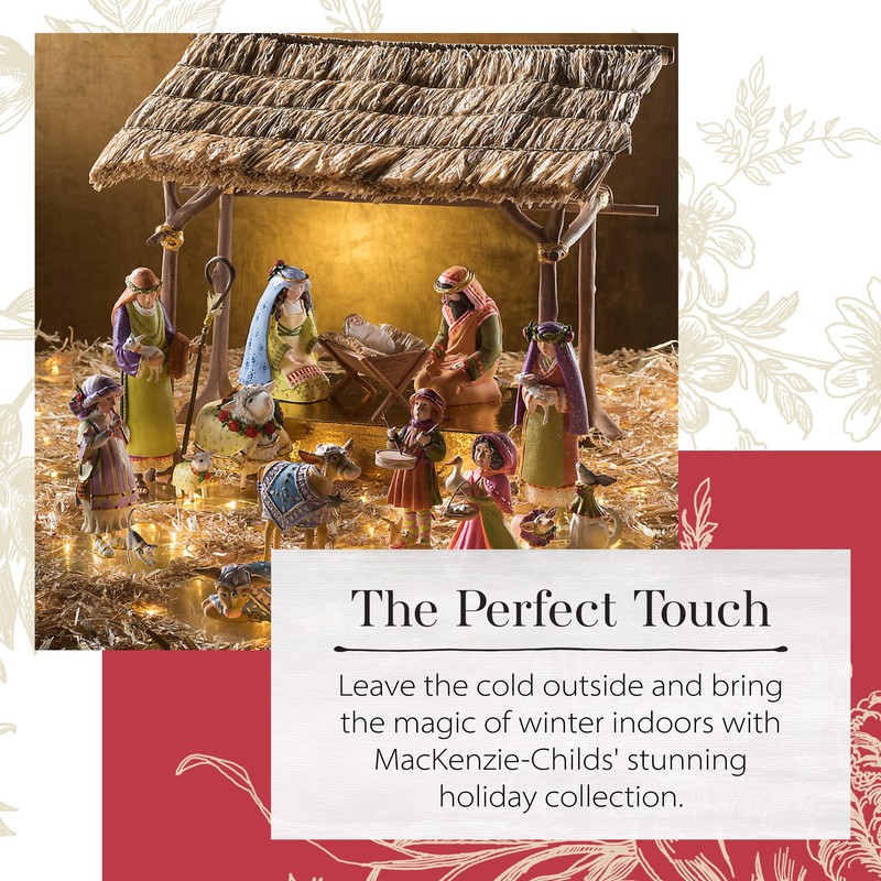 MACKENZIE-CHILDS Patience Brewster Nativity Figurine, Christmas Nativity Decor, Shelter
