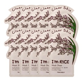 TONYMOLY I’m Rice Sheet Mask 10 Pack – Korean Skincare Face Mask for Hydrating, Brightening & Moisturizing – Vitamin-Infused Facial Sheet Mask That Soothes, Softens & Nourishes Skin