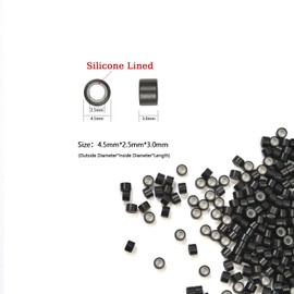 1000 Pcs Hair Extension Beads Silicone Lined Micro Links Beads 4.5 mm Micro Beads for Hair Extensions (Black)