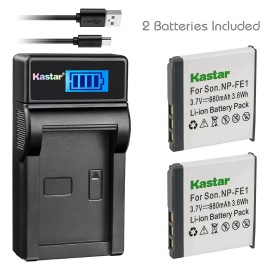 For Sony LCD3 Charger & 2 battery for Sony NP-FE1 DSC-T7 DSC-T7/B DSC-T7/S