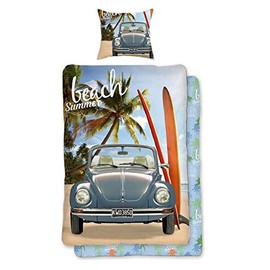 Linon reversible bed linen VW Beetle 135 cm x 200 cm + 80 cm x 80 cm in original packaging 100% cotton Volkswagen VW Beetle exclusive model 005