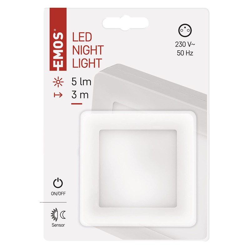 EMOS LED Night Light Socket with Twilight Sensor and Switch,