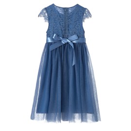 Rysly Girl Lace Long Dress Toddler Tulle Tutu Party Princess Dresses (Dusty Blue, 90)