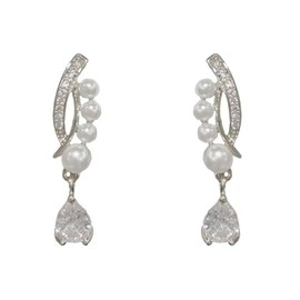 YDSURE Women's Zircon Earrings, Simple, Simple, Design, Dangling Metallic, Hypoallergenic, Ring, 18K Gold, Sparkle, 925 Silver, Diamond, Metal Allergy-friendly Pearl, Simple Sparkle, Fashion Sparkling