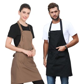 Yotsuba Apron, Unisex Bib Apron, Upgraded Waterproof Canvas, Adjustable, Multiple Large Pockets, Wear-Resistant for BBQ, Kitchen, Hairstylist, Waiters, Artists, Beauticians, Bar Shop (Coffee)