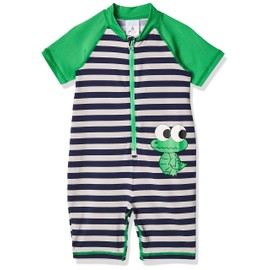 Kiko & Max Boys' Full Body Rash Guard Swim Suit Coverall, Green Frog, 12M