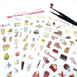 Obujopal Planner Stickers, 365 Pcs Daily Weekly Monthly Holiday Seasonal Calendar Stickers for Bullet Journal Scrapbook Diary Notebook Envelope Card Craft Decoration