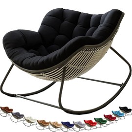 Indoor Royal Rocking Chair Cushion, Oversized All Weather Patio Wicker Egg Rocker Cushion, Comfy Papasan Rocking Chair Cushion for Front Porch Lounge Lawn(F1)