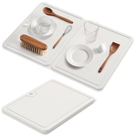 BULGILIA Quick Dry Stone Drying Mat for Kitchen Counter, Stone Dish Drying Mat Foldable, Water-Absorbent Diatomaceous Dish Drying Mats for Dishes Bottles Cups, Match Any Countertop (Pearl White)