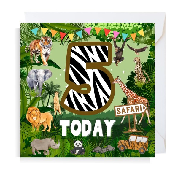 Second Ave Safari Jungle Animal 5th Birthday Age 5 Square