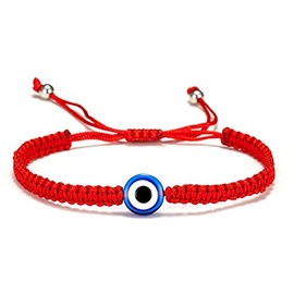 Evil Eye Bracelet Hand-Woven Red Rope Cord Fatima Hand Strand Bracelet Adjustable Kabbalah String Amulet Nazar Hamsa Eyes Thread Braided Bracelet for Women Protection Lucky Jewelry-red eye