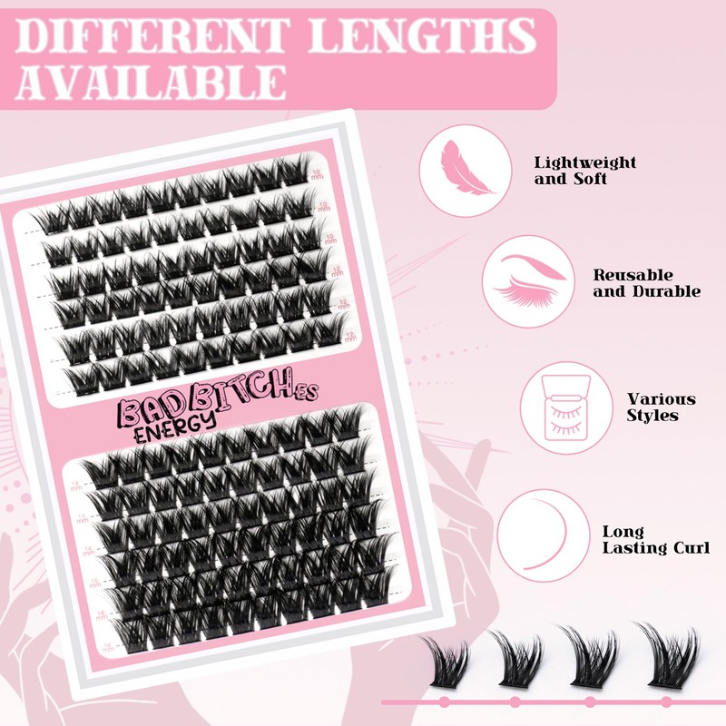 Cluster Lashes Kit Extensions Individual Eyelashes with Lash Bond and