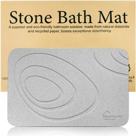 EcoHomy Diatomite Stone Bath Mat with Sink Caddy, Quick Drying, Non-Slip Diatomaceous Earth Shower Mat, Super Absorbent Innovative Bath Mat for Bath Floor & Kitchen, Easy to Clean (23.6"*15.4 ")