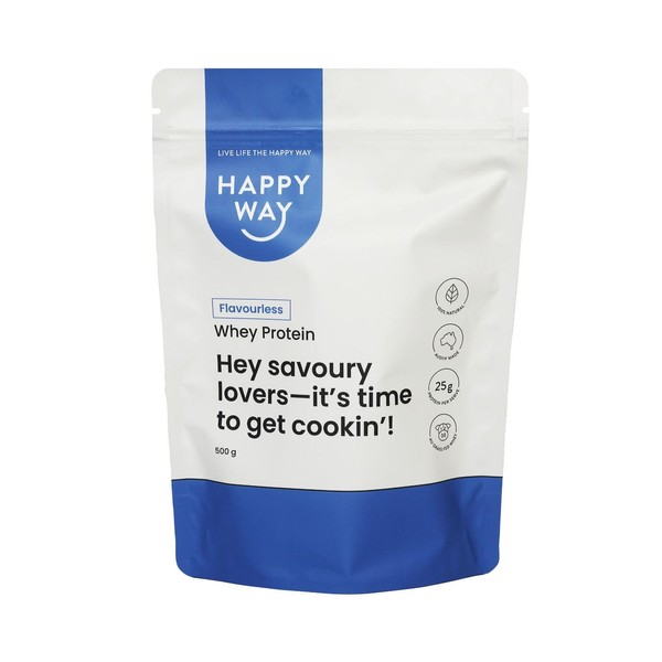 HAPPY WAY Flavourless Whey Protein Powder - 500g | Unflavoured